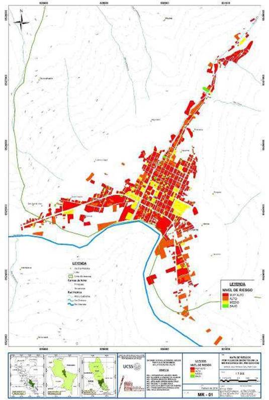 Mapa de Riesgo por Flujo de Detritos de la ciudad de Calca