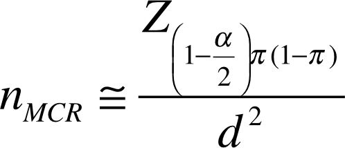 F&oacute;rmula para cuando no se conoce tama&ntilde;o de poblaci&oacute;n 

 