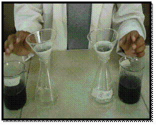 Muestras Filtradas con Coagulante y
Floculante (poliacrilamida) y Floculante.