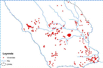 Organización de viviendas en relación a los ríos